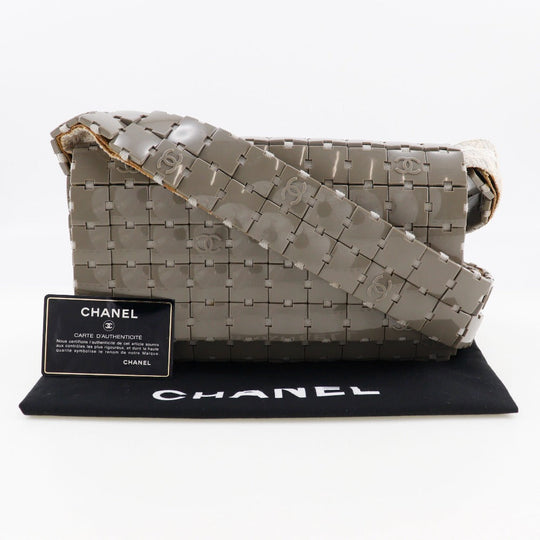 CHANEL Shoulder Bag Plastic, Canvas gray Puzzle Shoulder Women Used Authentic