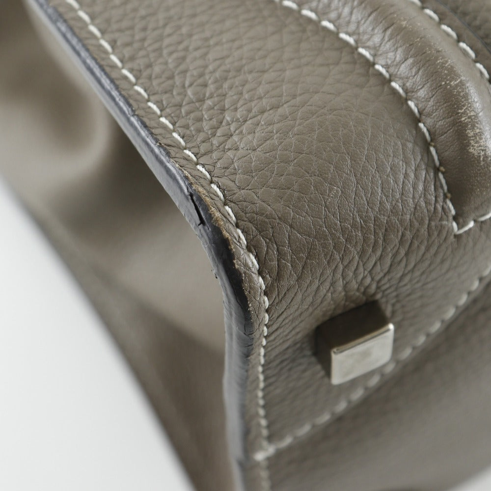 CELINE Tote Bag leather gray Luggage mini Women Used Authentic