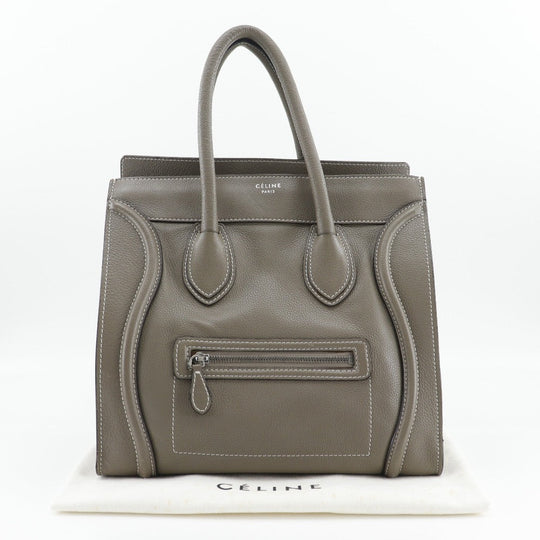 CELINE Tote Bag leather gray Luggage mini Women Used Authentic