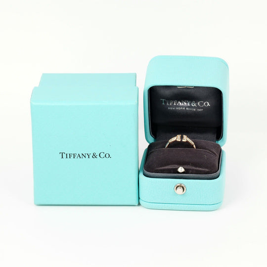 TIFFANY&Co. Ring K18 pink gold, 12P diamonds Pink gold T wire Women Used Authentic