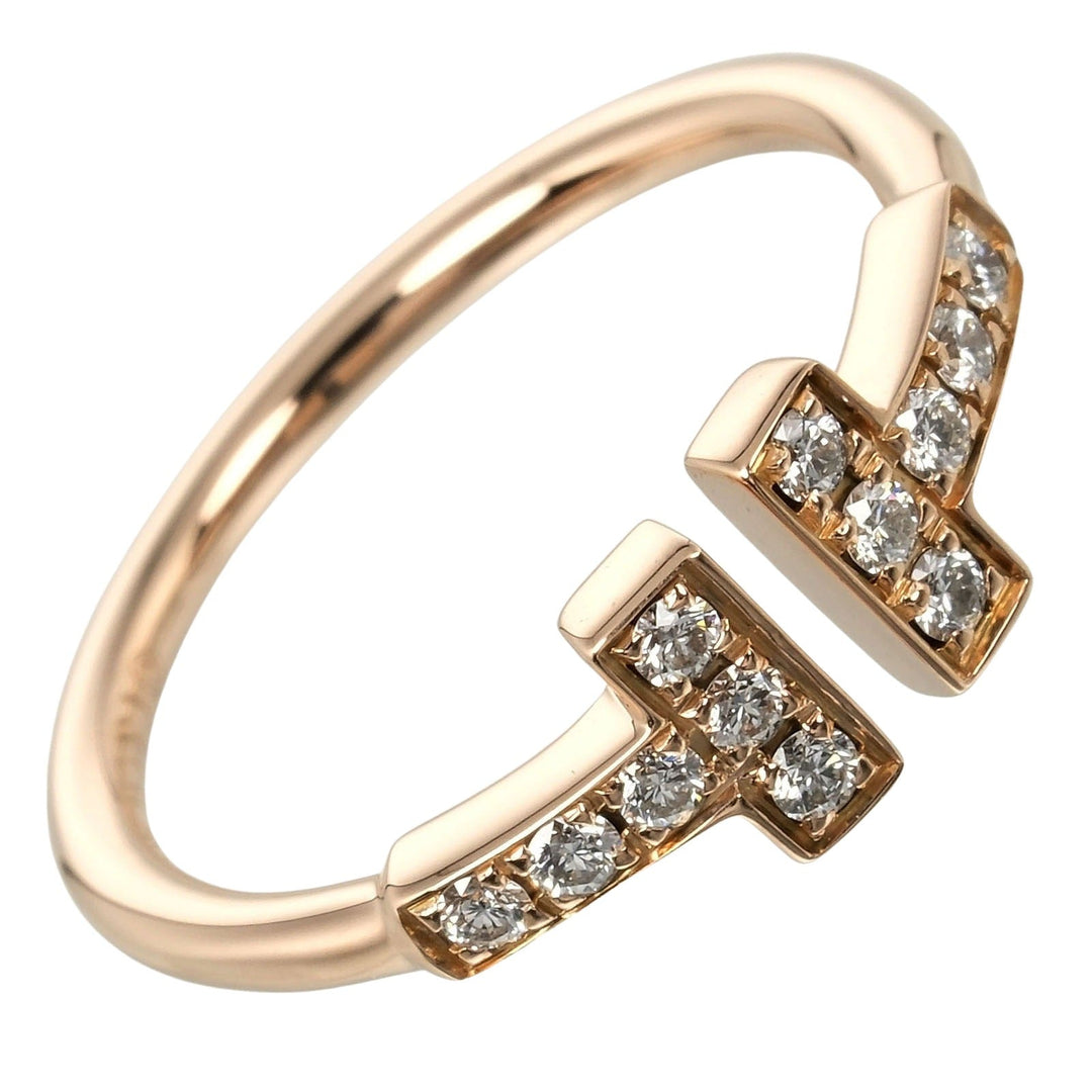 TIFFANY&Co. Ring K18 pink gold, 12P diamonds Pink gold T wire Women Used Authentic