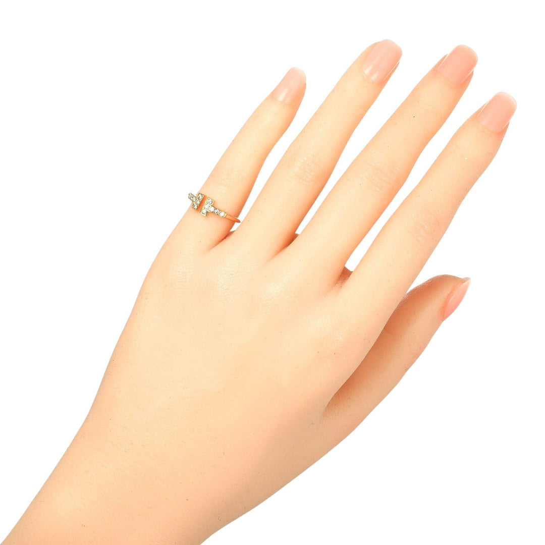TIFFANY&Co. Ring K18 pink gold, 12P diamonds Pink gold T wire Women Used Authentic