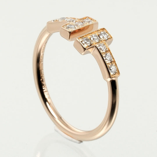 TIFFANY&Co. Ring K18 pink gold, 12P diamonds Pink gold T wire Women Used Authentic