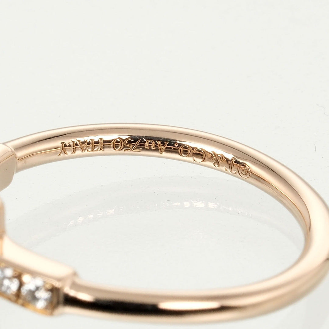 TIFFANY&Co. Ring K18 pink gold, 12P diamonds Pink gold T wire Women Used Authentic