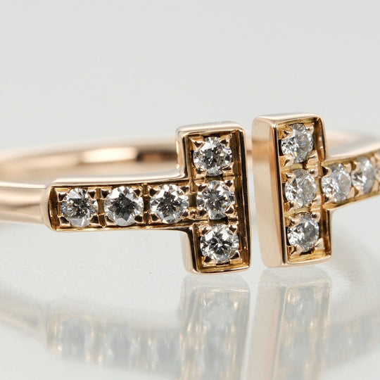 TIFFANY&Co. Ring K18 pink gold, 12P diamonds Pink gold T wire Women Used Authentic