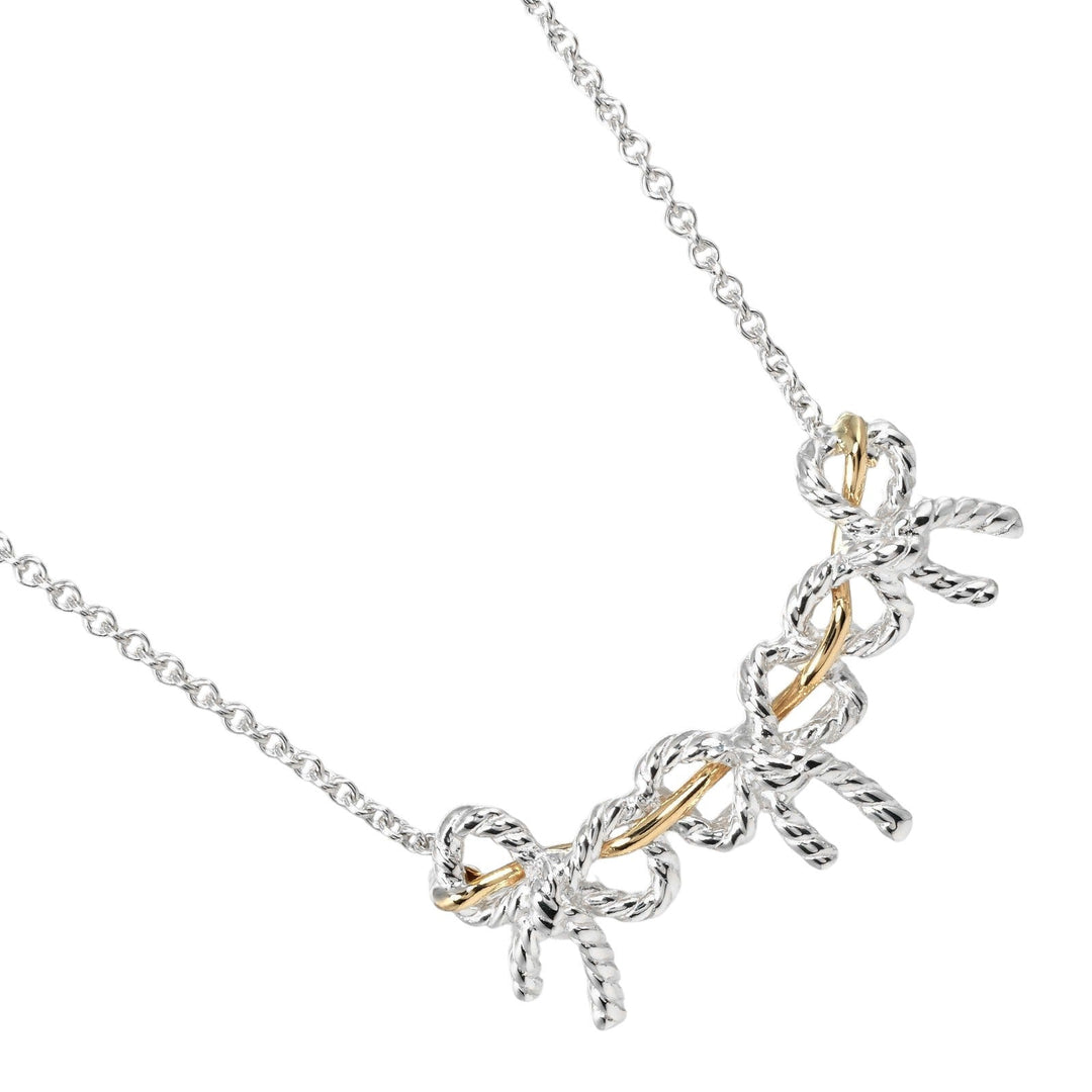 TIFFANY&Co. Necklace Silver925, K18 Gold Silver Triple ribbon Women Used Authentic