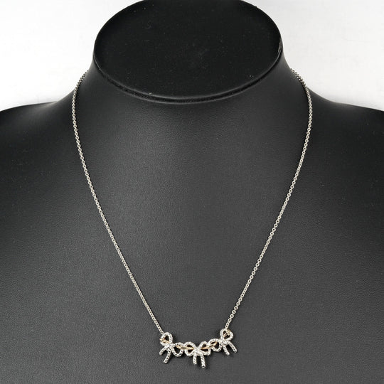 TIFFANY&Co. Necklace Silver925, K18 Gold Silver Triple ribbon Women Used Authentic