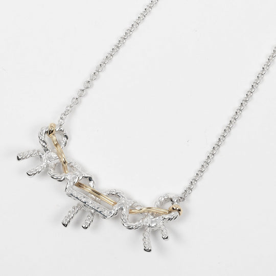 TIFFANY&Co. Necklace Silver925, K18 Gold Silver Triple ribbon Women Used Authentic