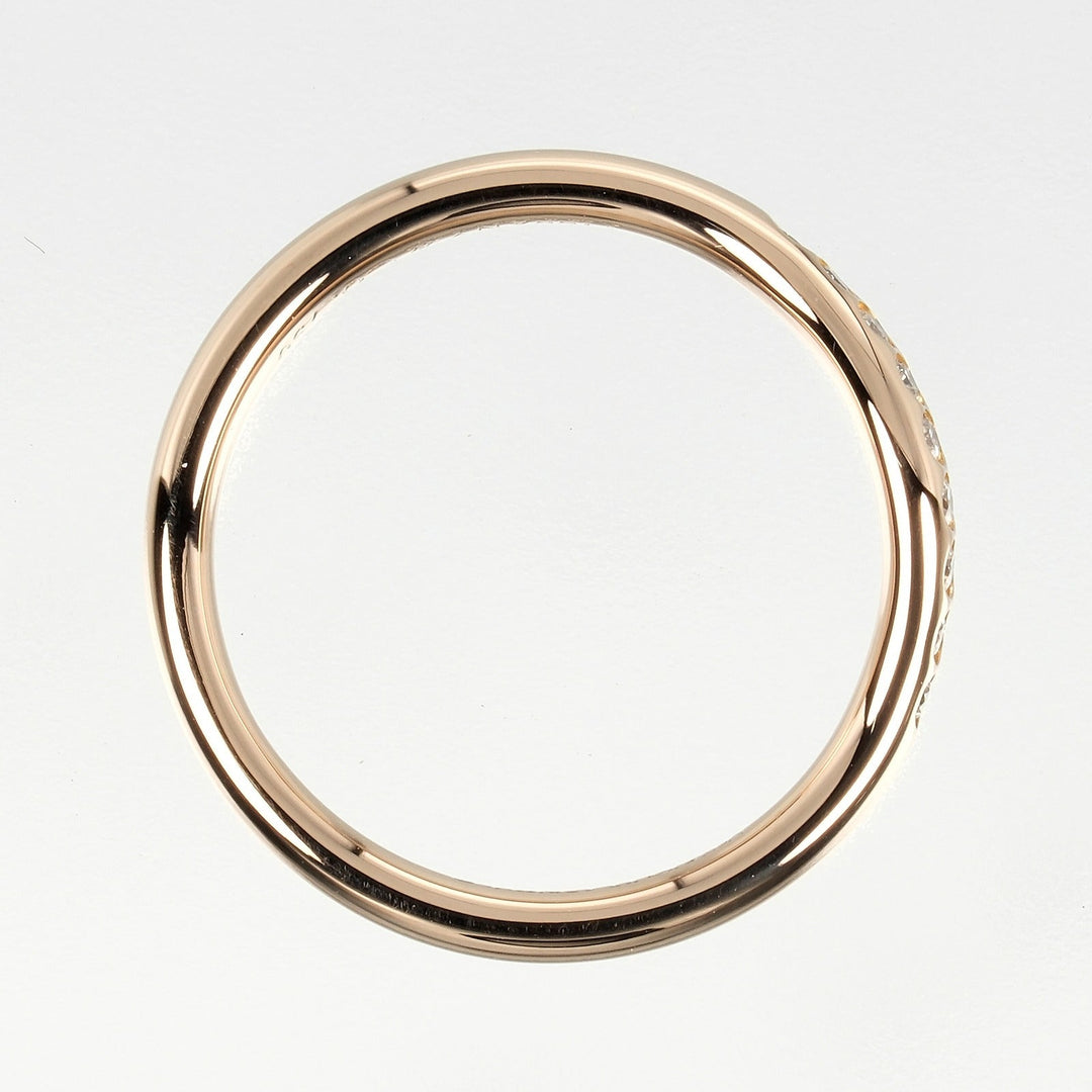 TIFFANY&Co. Ring K18 pink gold, 9P diamonds gold Curved band Women Used Authentic