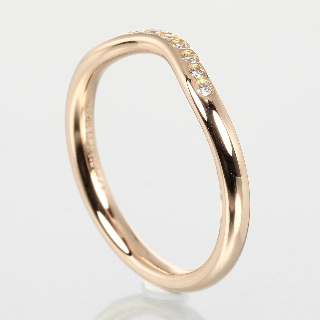 TIFFANY&Co. Ring K18 pink gold, 9P diamonds gold Curved band Women Used Authentic
