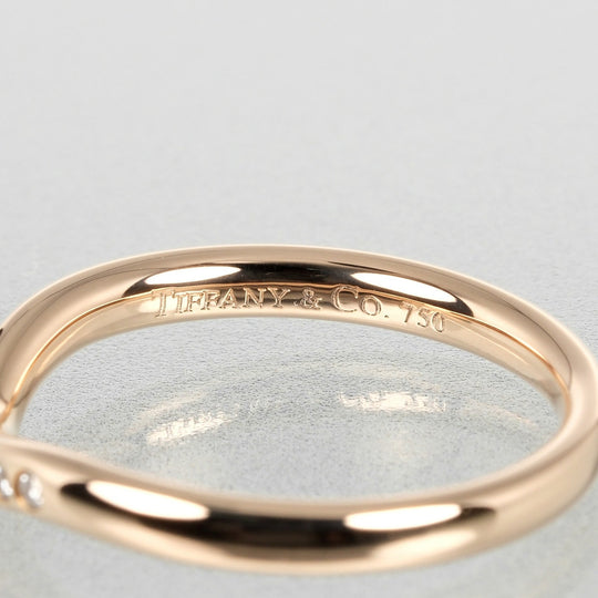 TIFFANY&Co. Ring K18 pink gold, 9P diamonds gold Curved band Women Used Authentic