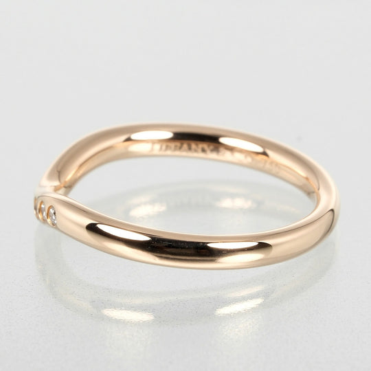 TIFFANY&Co. Ring K18 pink gold, 9P diamonds gold Curved band Women Used Authentic