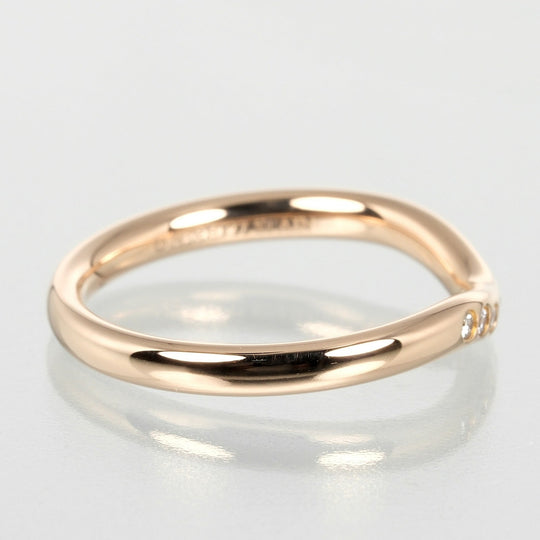 TIFFANY&Co. Ring K18 pink gold, 9P diamonds gold Curved band Women Used Authentic