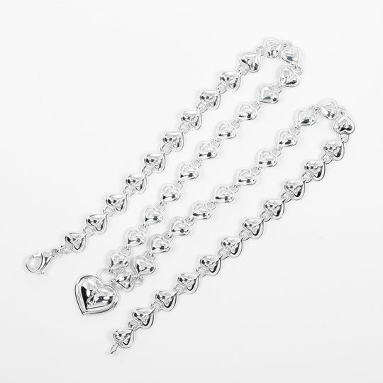 TIFFANY&Co. Necklace Silver925 Silver Heart lock Women Used Authentic