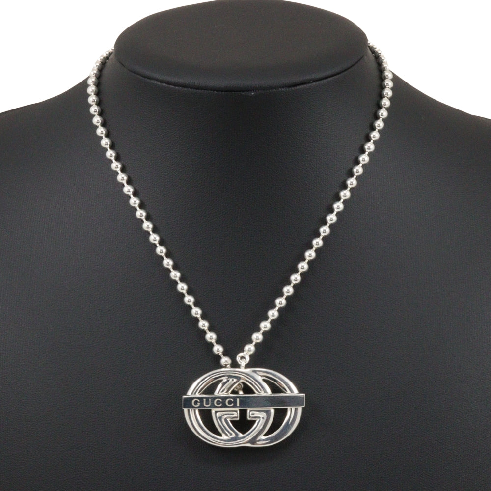 GUCCI Necklace Silver925 Silver Interlocking G Women Used Authentic