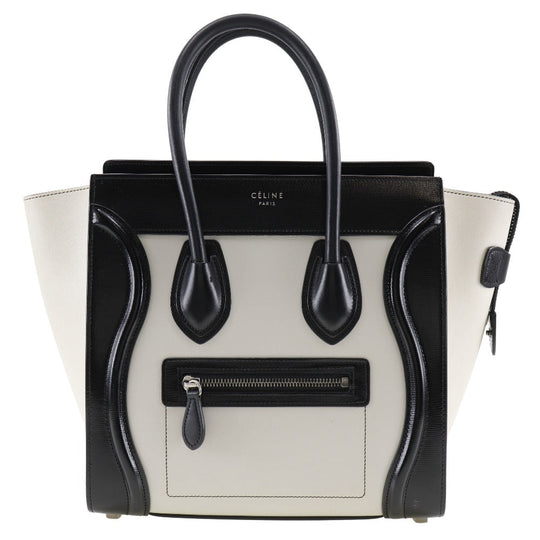 CELINE Tote Bag Calfskin off white Luggage micro Women Used Authentic
