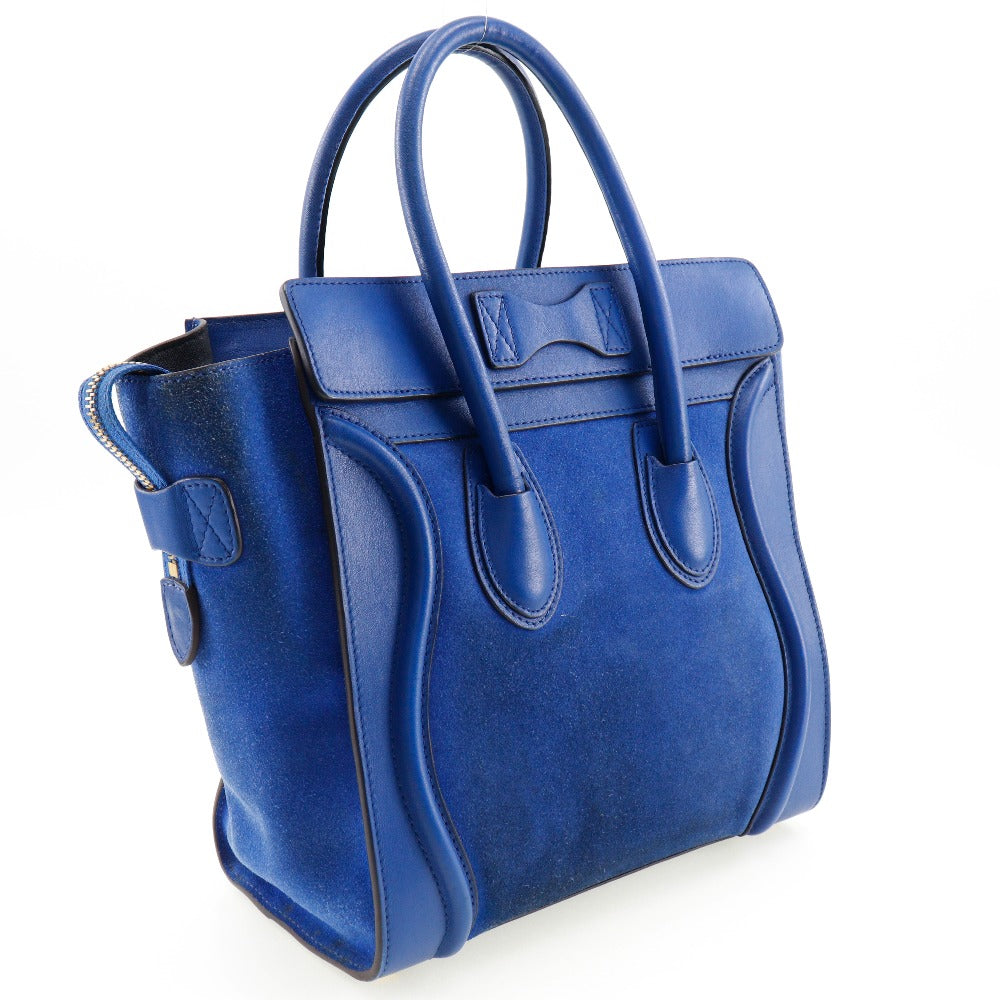 CELINE Handbag Suede, Calfskin blue Luggage micro Women Used Authentic