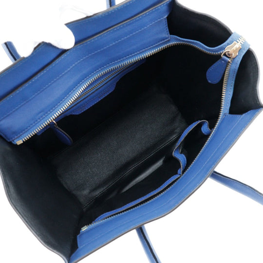 CELINE Handbag Suede, Calfskin blue Luggage micro Women Used Authentic