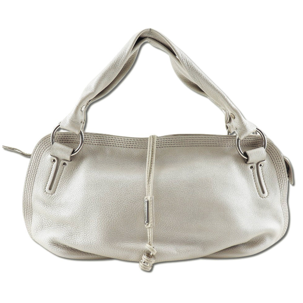 CELINE Shoulder Bag Calfskin beige Women Used Authentic