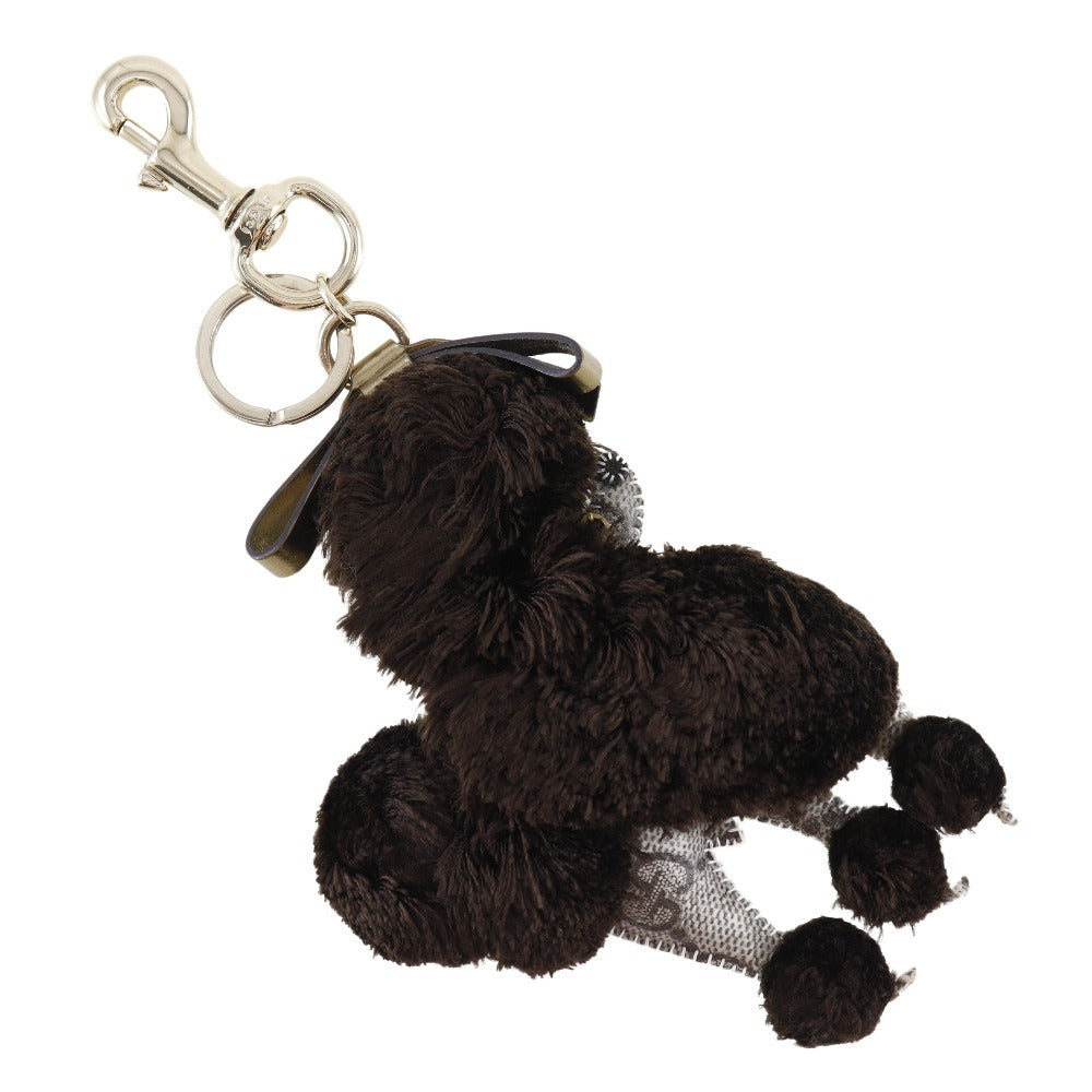 GUCCI key ring GG Supreme Canvas Brown Guccioli Bag charm poodle Women Used Authentic