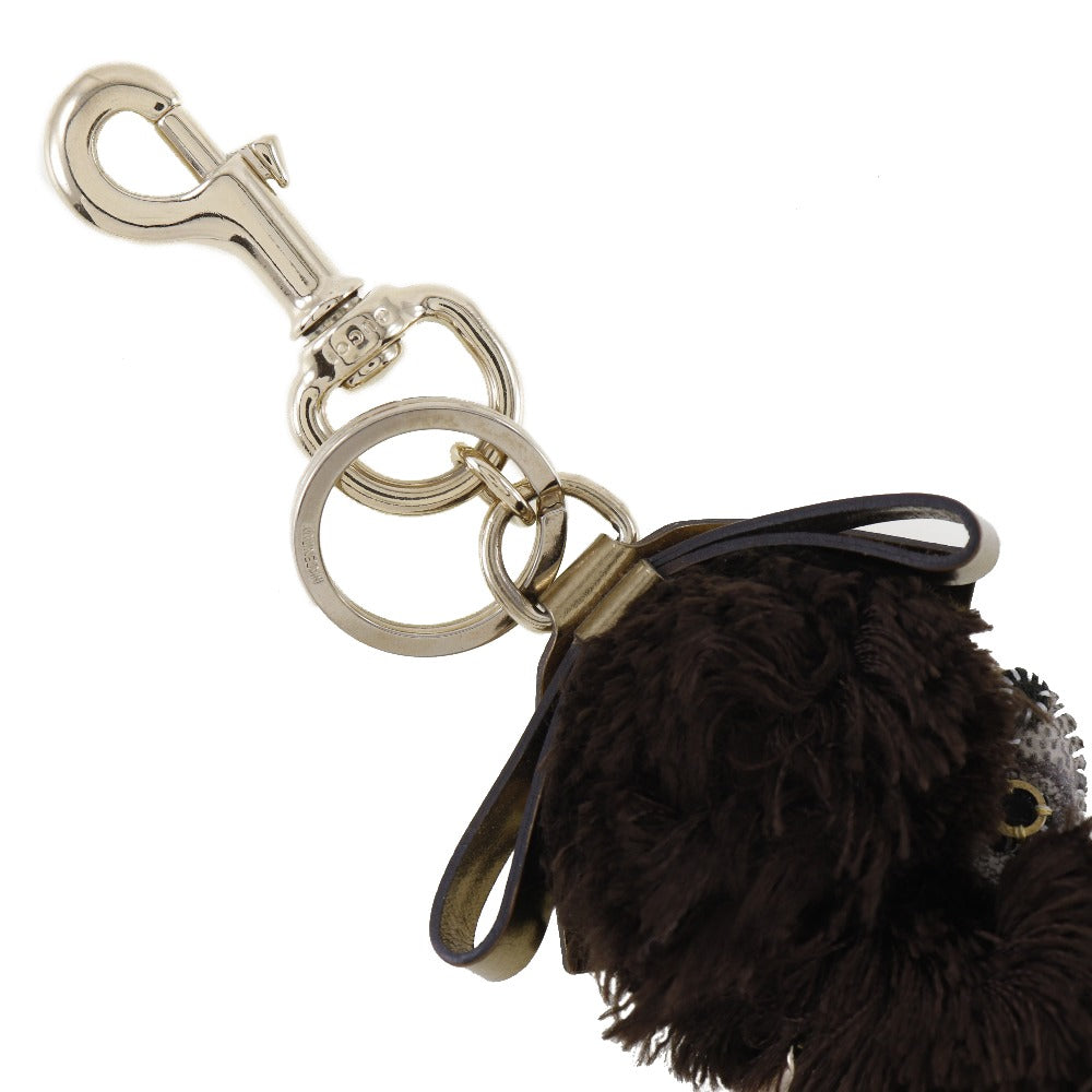 GUCCI key ring GG Supreme Canvas Brown Guccioli Bag charm poodle Women Used Authentic