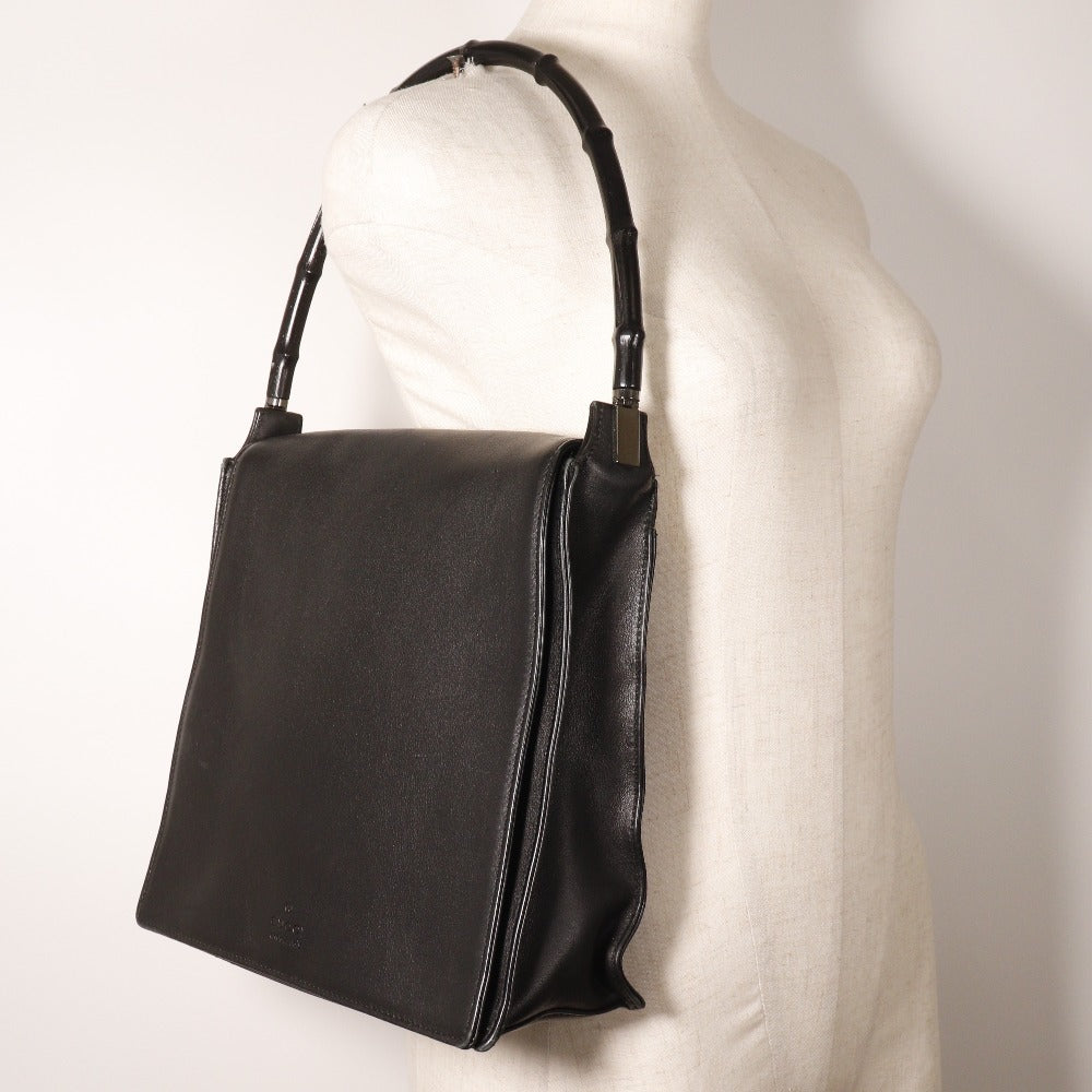 GUCCI Shoulder Bag 001 3243 200047 Calfskin black Bamboo Women Used Authentic