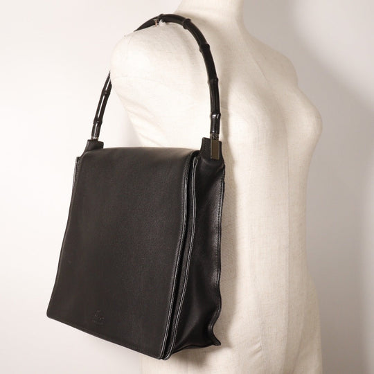GUCCI Shoulder Bag 001 3243 200047 Calfskin black Bamboo Women Used Authentic