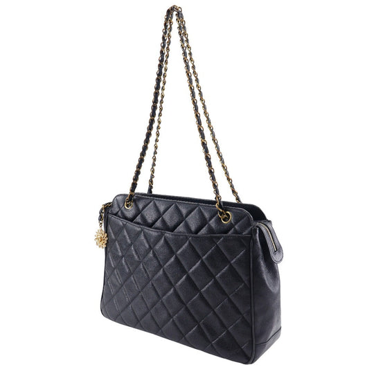 CHANEL Shoulder Bag Caviar skin black ChainShoulder Women Used Authentic