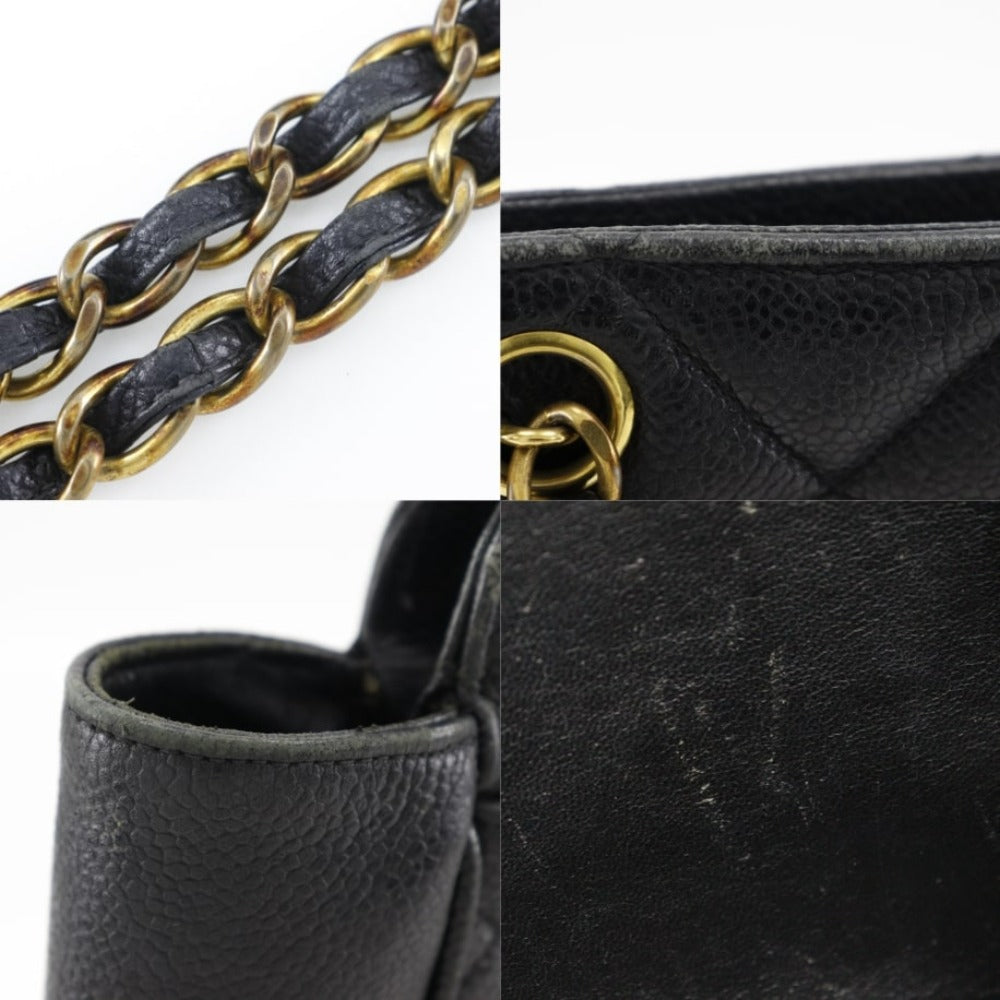 CHANEL Shoulder Bag Caviar skin black ChainShoulder Women Used Authentic