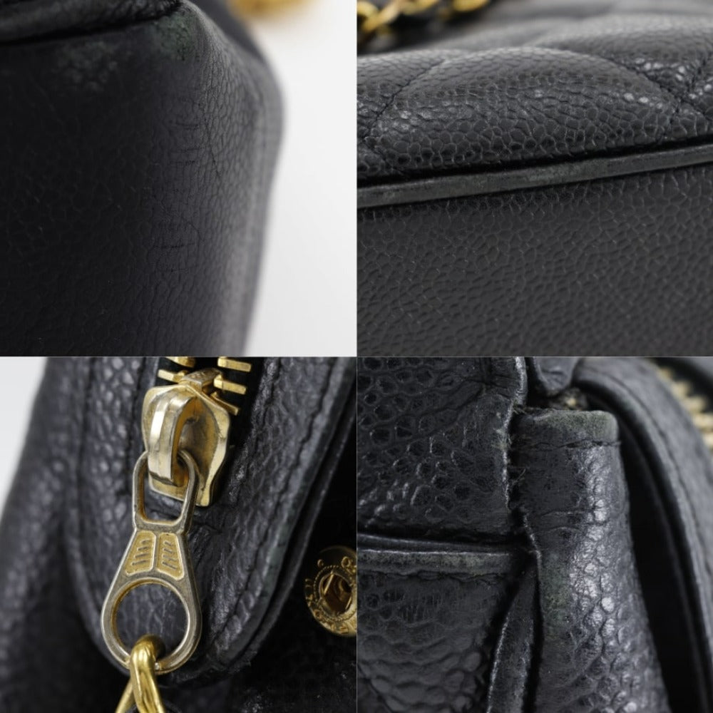 CHANEL Shoulder Bag Caviar skin black ChainShoulder Women Used Authentic