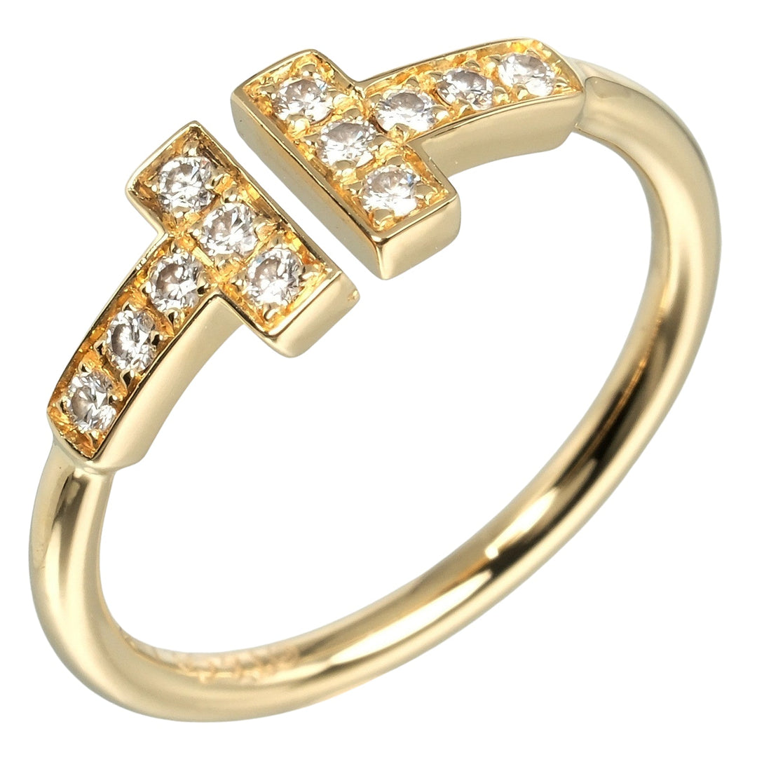 TIFFANY&Co. Ring K18 Yellow Gold, Diamond gold T wire Women Used Authentic