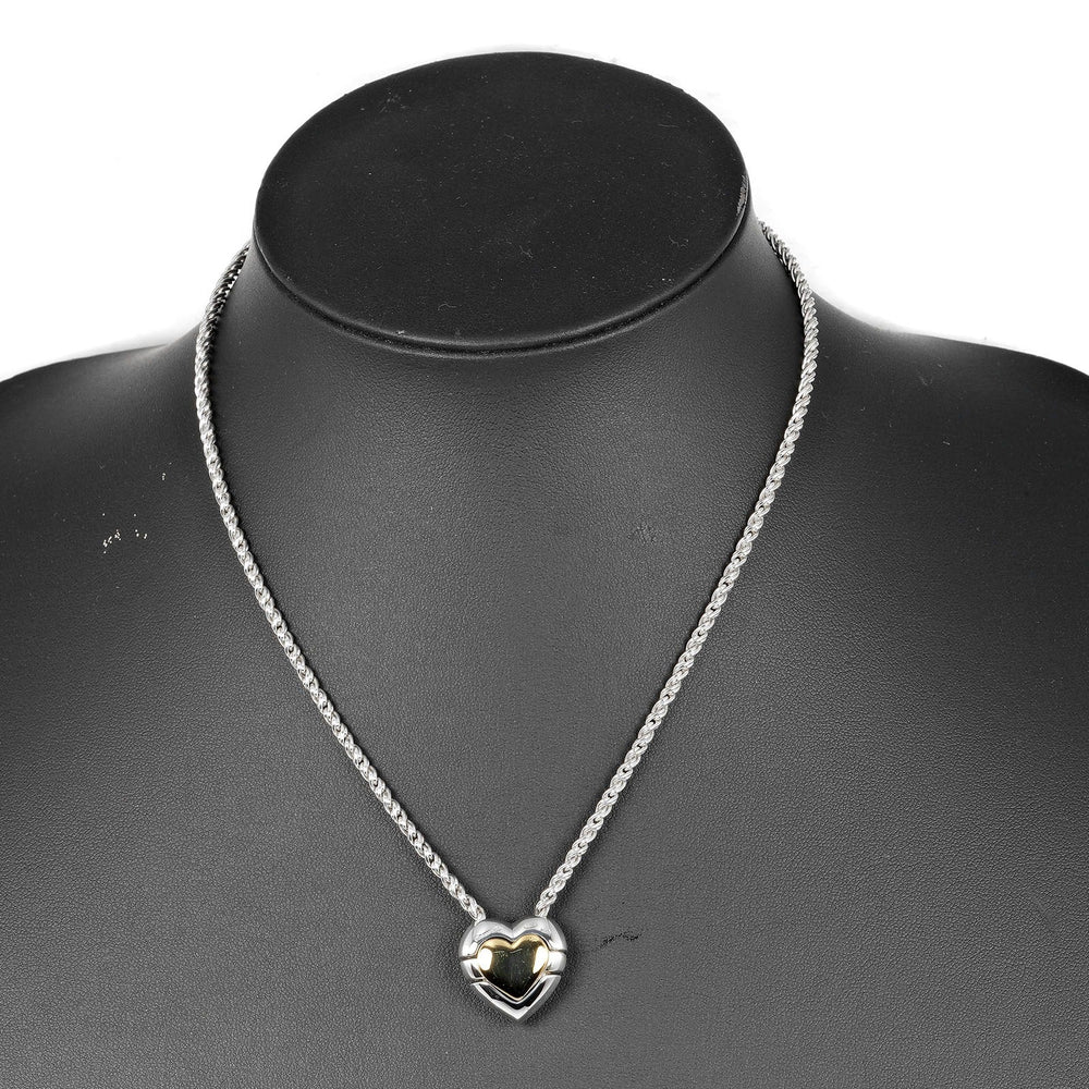 TIFFANY&Co. Necklace Silver925, K18 Gold Silver Puzzle heart Women Used Authentic