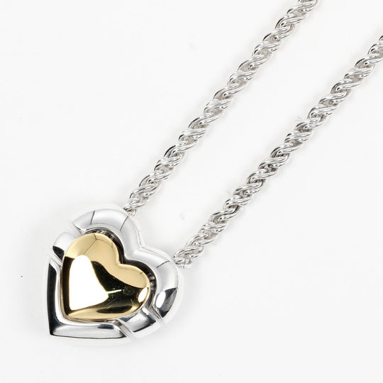 TIFFANY&Co. Necklace Silver925, K18 Gold Silver Puzzle heart Women Used Authentic