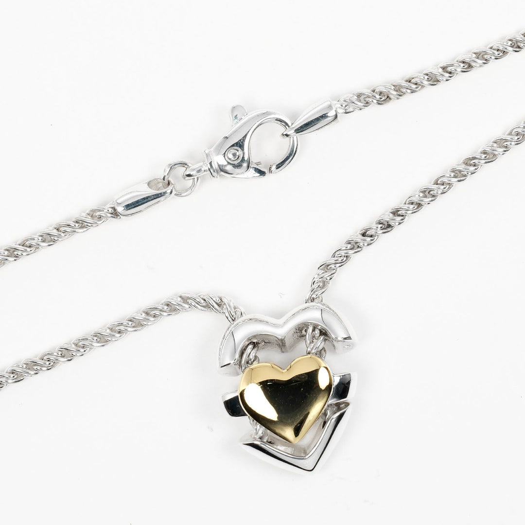 TIFFANY&Co. Necklace Silver925, K18 Gold Silver Puzzle heart Women Used Authentic