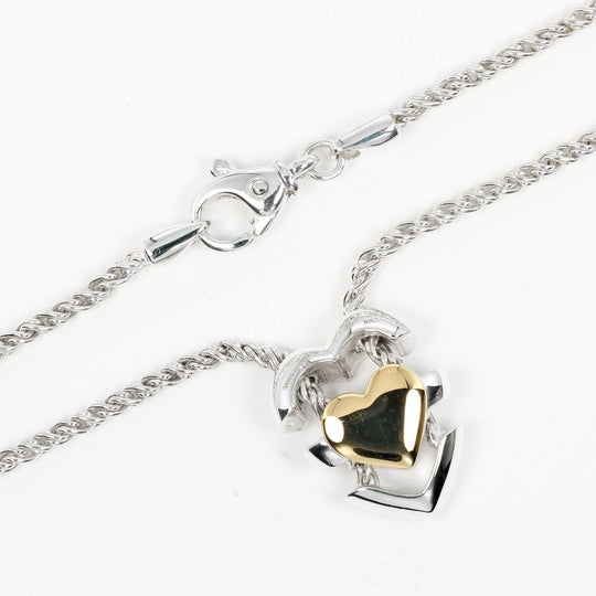 TIFFANY&Co. Necklace Silver925, K18 Gold Silver Puzzle heart Women Used Authentic