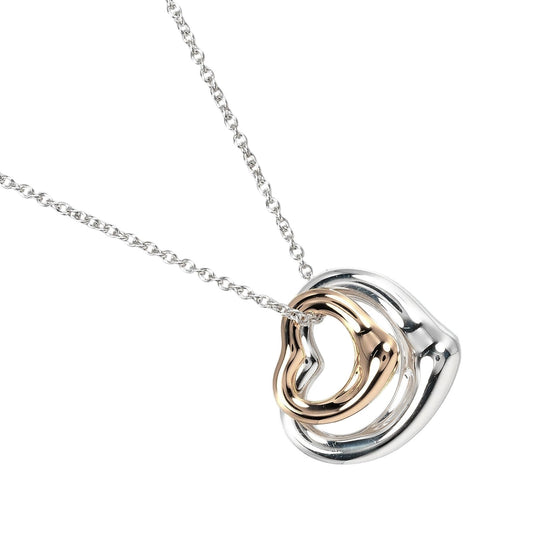 TIFFANY&Co. Necklace Silver925, K18 pink gold Silver Double open heart Women Used Authentic