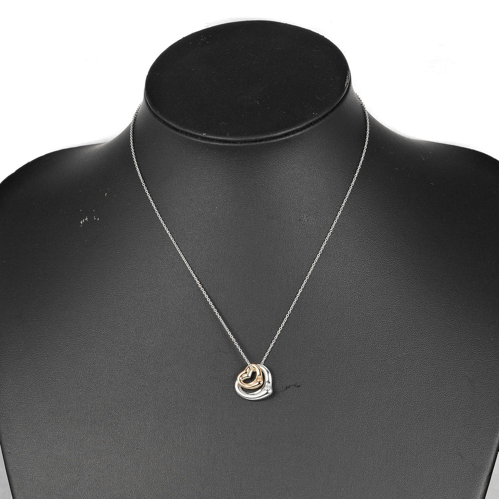 TIFFANY&Co. Necklace Silver925, K18 pink gold Silver Double open heart Women Used Authentic