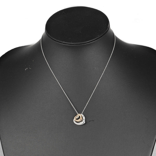 TIFFANY&Co. Necklace Silver925, K18 pink gold Silver Double open heart Women Used Authentic