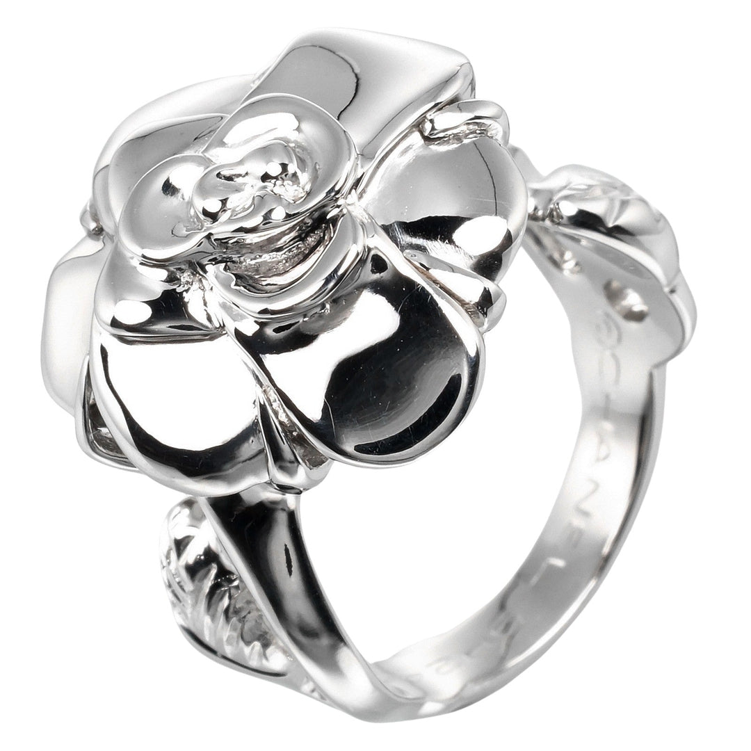 CHANEL Ring K18 white gold White gold Camelia Women Used Authentic