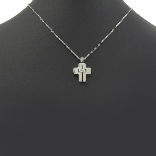 Damiani Necklace K18 White Gold, Diamond Silver 3P diamond cross