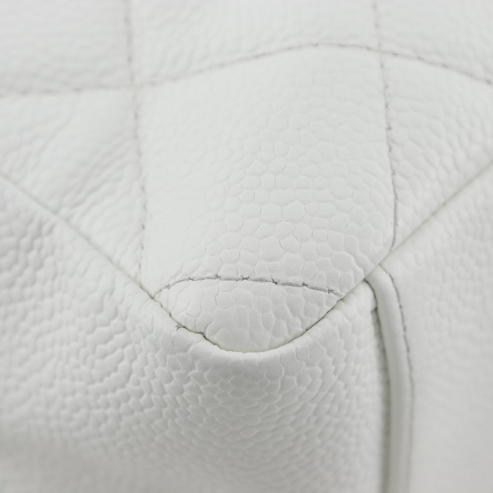 CHANEL Shoulder Bag Caviar skin White PST Chain Tote Women Used Authentic