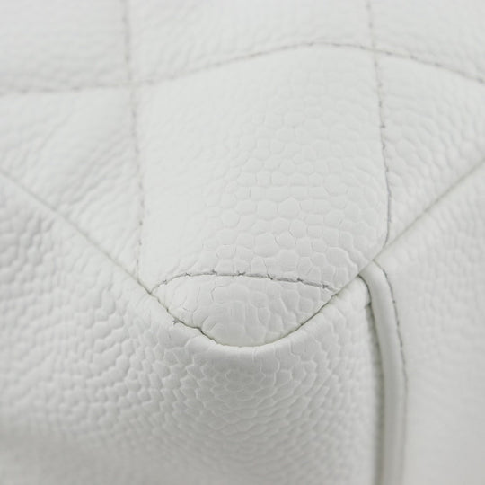 CHANEL Shoulder Bag Caviar skin White PST Chain Tote Women Used Authentic