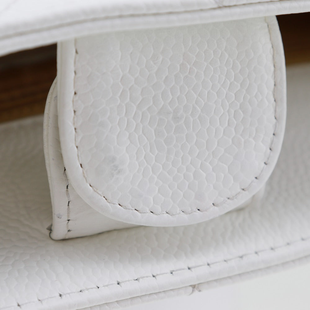 CHANEL Shoulder Bag Caviar skin White PST Chain Tote Women Used Authentic