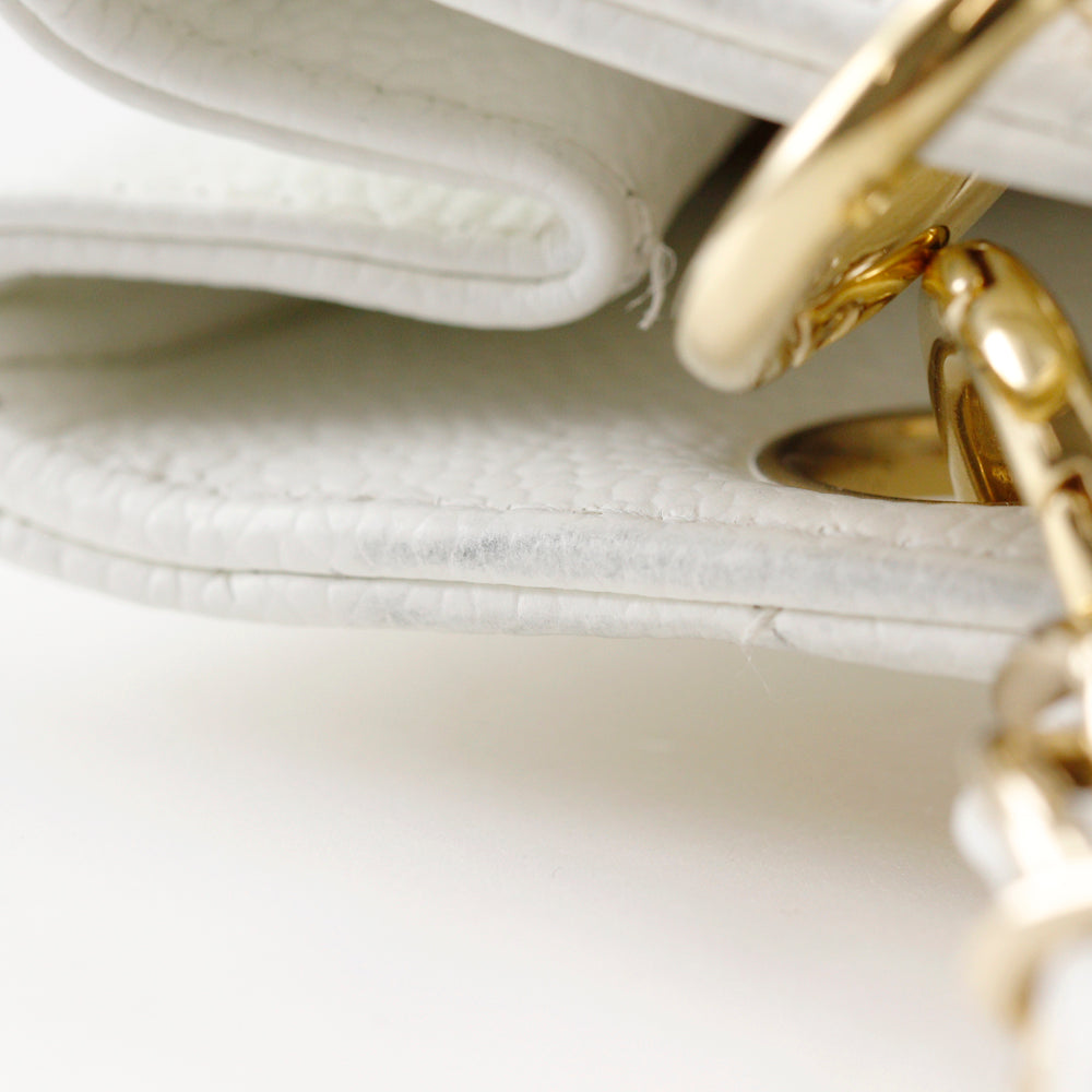 CHANEL Shoulder Bag Caviar skin White PST Chain Tote Women Used Authentic