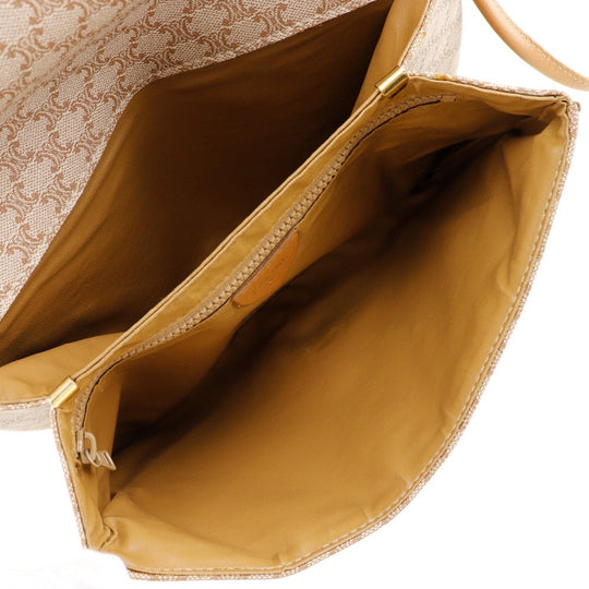 CELINE Shoulder Bag PVC, Leather beige 2-way clutch Macadam Old Celine Women Used Authentic