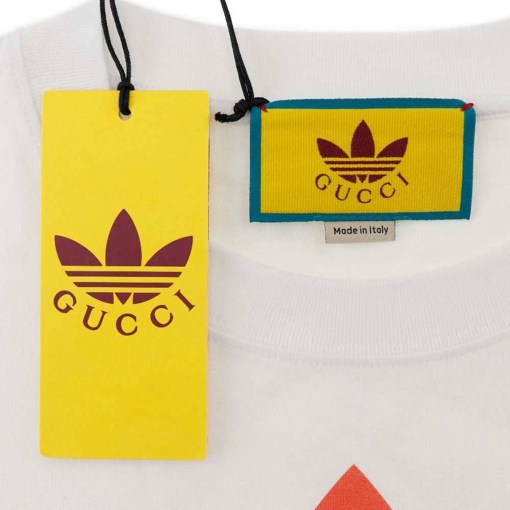 GUCCI Short sleeve T-shirt cotton White adidas collaboration unisex(Unisex) XS Used Authentic
