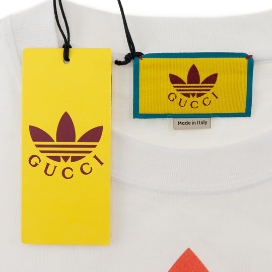 GUCCI Short sleeve T-shirt cotton White adidas collaboration unisex(Unisex) XS Used Authentic