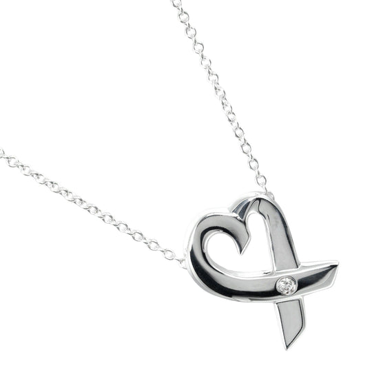 TIFFANY&Co. Necklace Silver925, 1P diamond Silver Loving heart Women Used Authentic