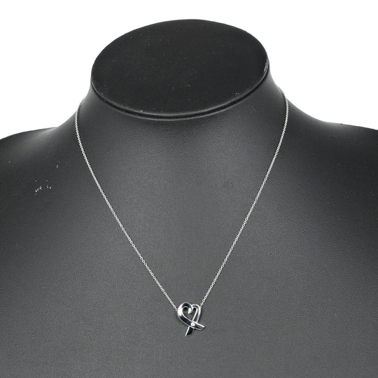 TIFFANY&Co. Necklace Silver925, 1P diamond Silver Loving heart Women Used Authentic