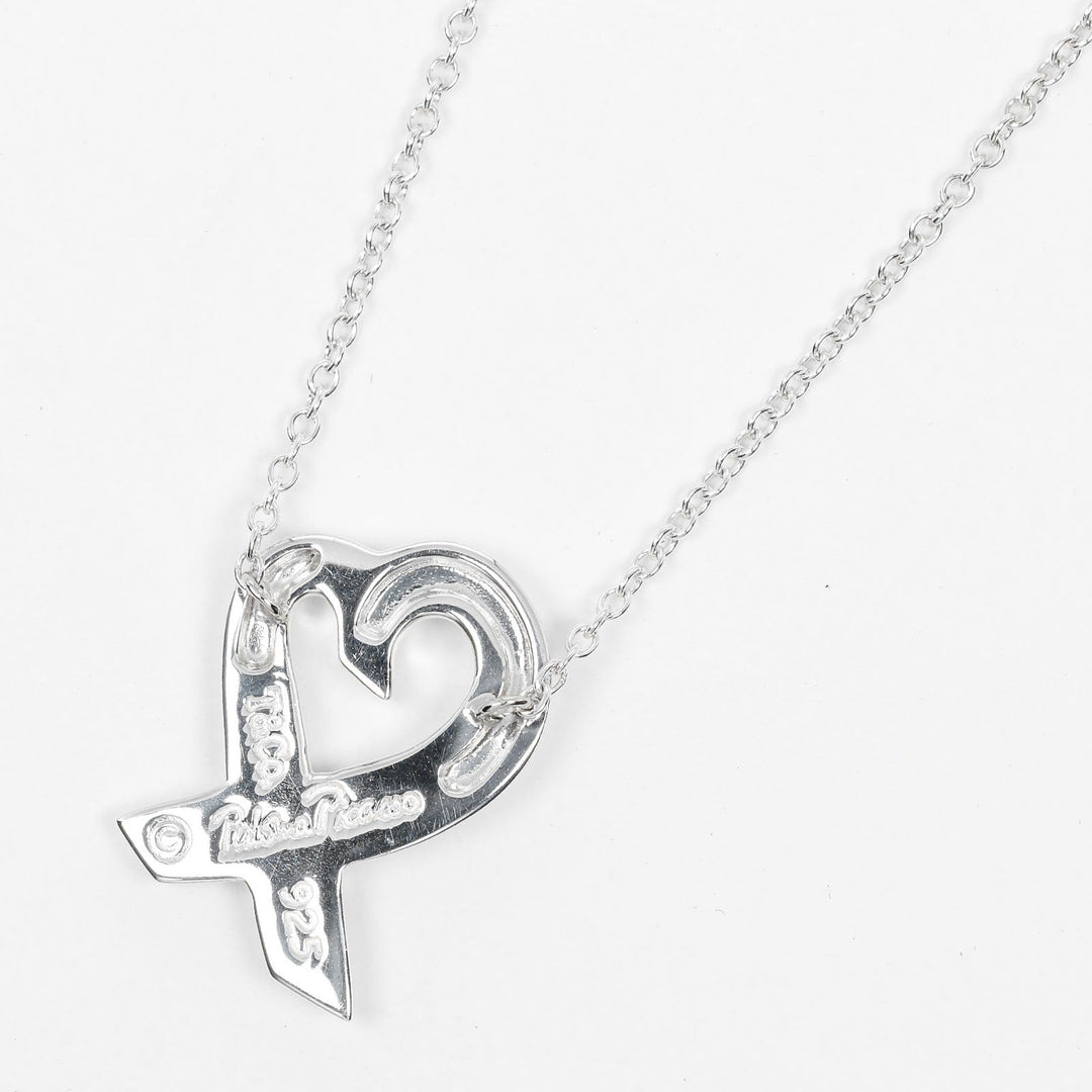 TIFFANY&Co. Necklace Silver925, 1P diamond Silver Loving heart Women Used Authentic